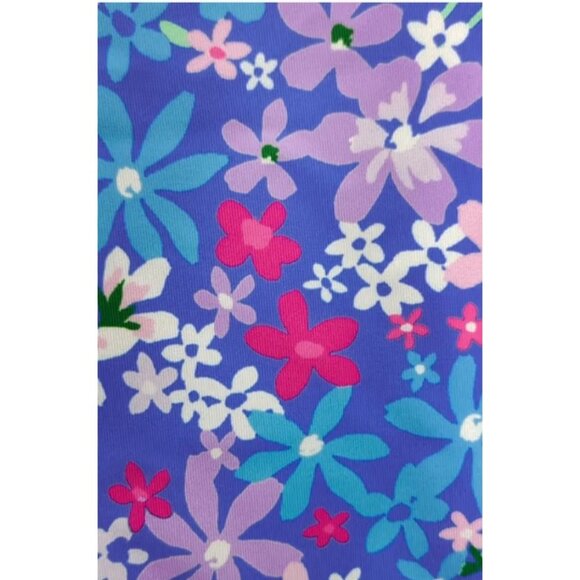 Womens Med Floral Ruffled Bikini Set Tropical High Waist Two-Piece Swimsuit Blue - Picture 5 of 8